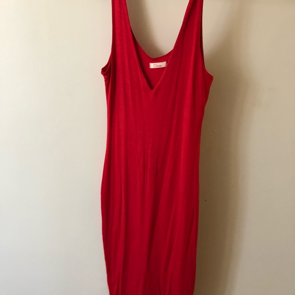 Red cotton long dress